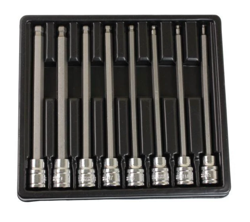 8pcs 3/8″ DR Hex Ball End Bit Socket Set – Extra Long 1495