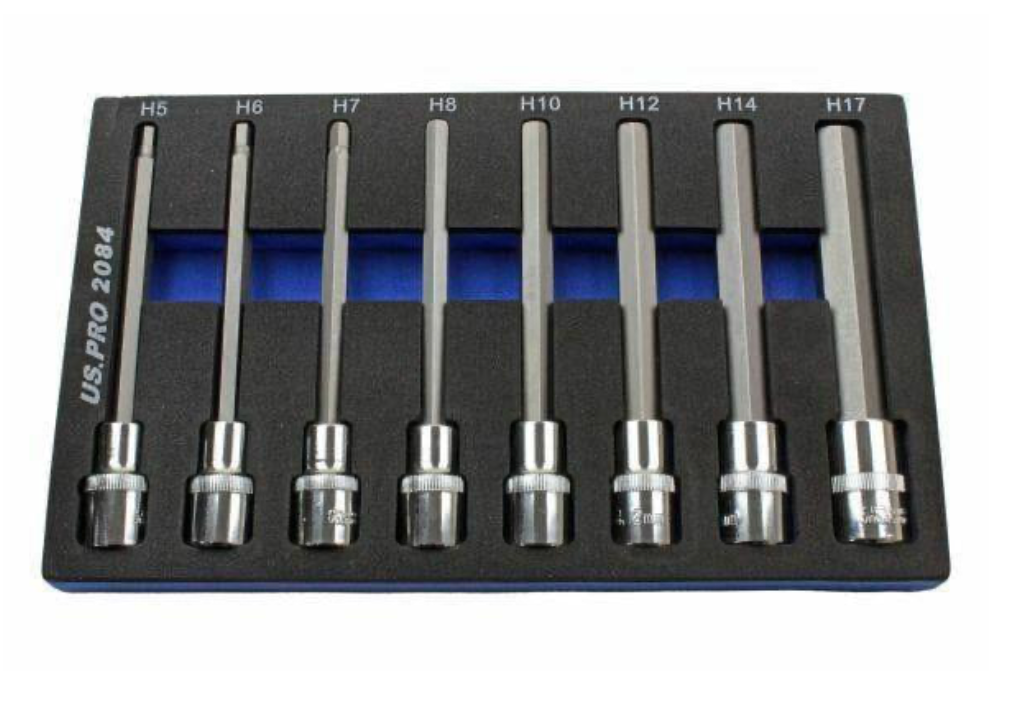 8pcs 1/2″ DR Long Hex / Allen Bit Socket Set 2084
