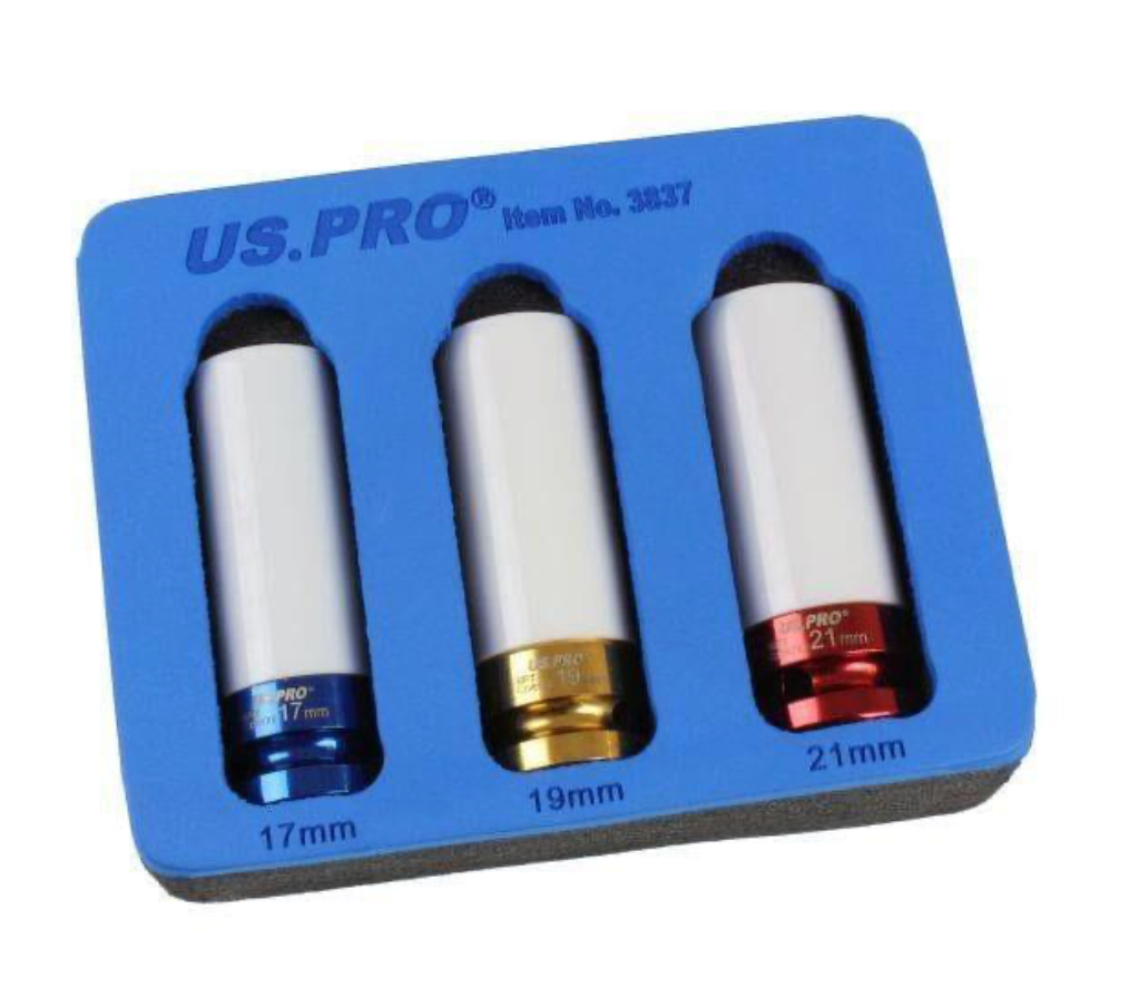 US PRO 3pc 1/2″ DR Deep Impact Sockets For Alloy Wheels 3837