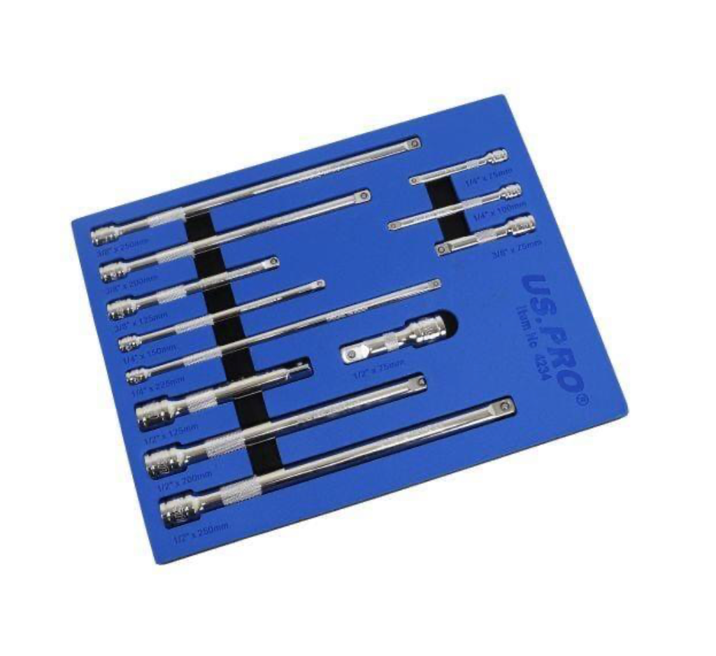12PC EXTENSION BAR SET – 1/4″ 3/8″ 1/2″ 4234