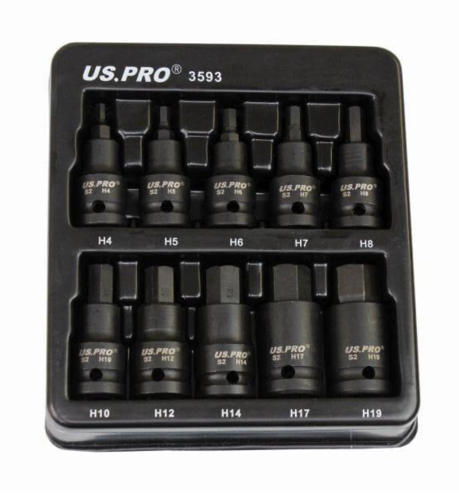 US PRO 10pc 1/2″ DR Impact Hex Bit Sockets 3593