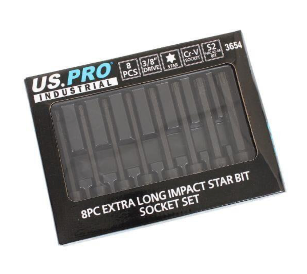 8pc 3/8″ DR Extra Long Impact Star Bit Socket Set 3654