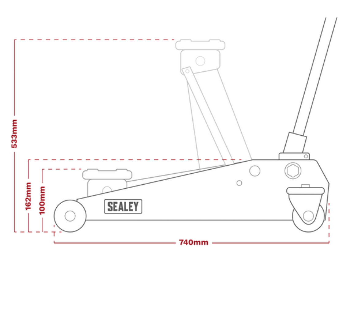 Premier Low Profile Trolley Jack with Rocket Lift 3 Tonne - Green 3040AG