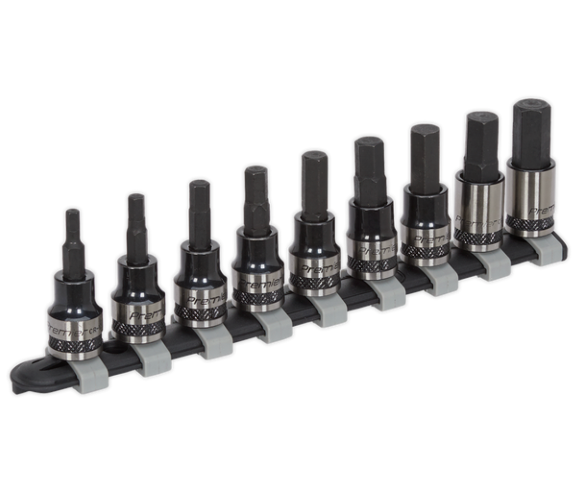 Premier Black Hex Key Socket Bit Set 3/8"Sq Drive 9pc AK7986