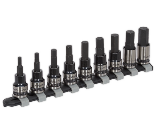 Premier Black Hex Key Socket Bit Set 3/8"Sq Drive 9pc AK7986
